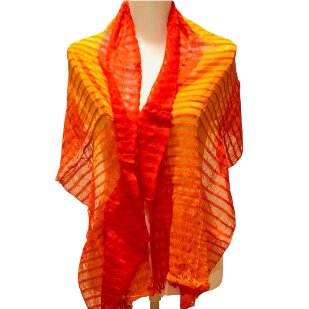 Colorful Orange Y2K Cotton Woven Summer Shawl/Scarf Boho Resort Bollywood
